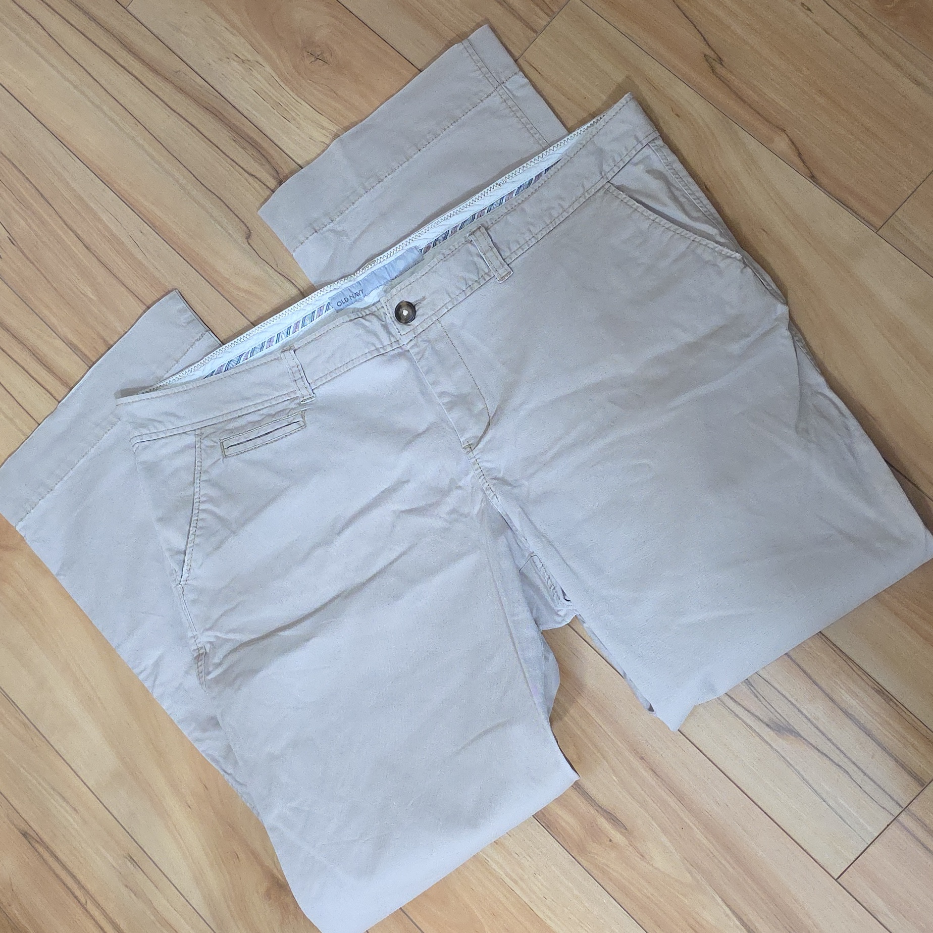Vintage Y2k Old Navy Light Khaki Tan Brushed Cotton Trouser Pant Sz 16